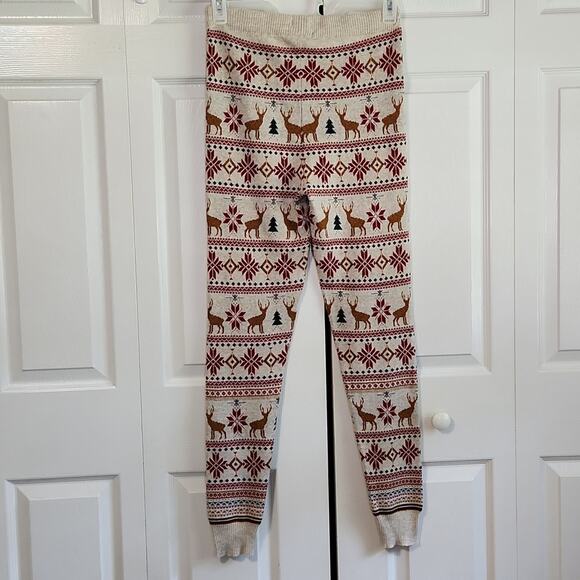 American Eagle Ahh-Mazingly Soft Sweater Knit Reindeer Snowflake Leggings Size M - Picture 3 of 10